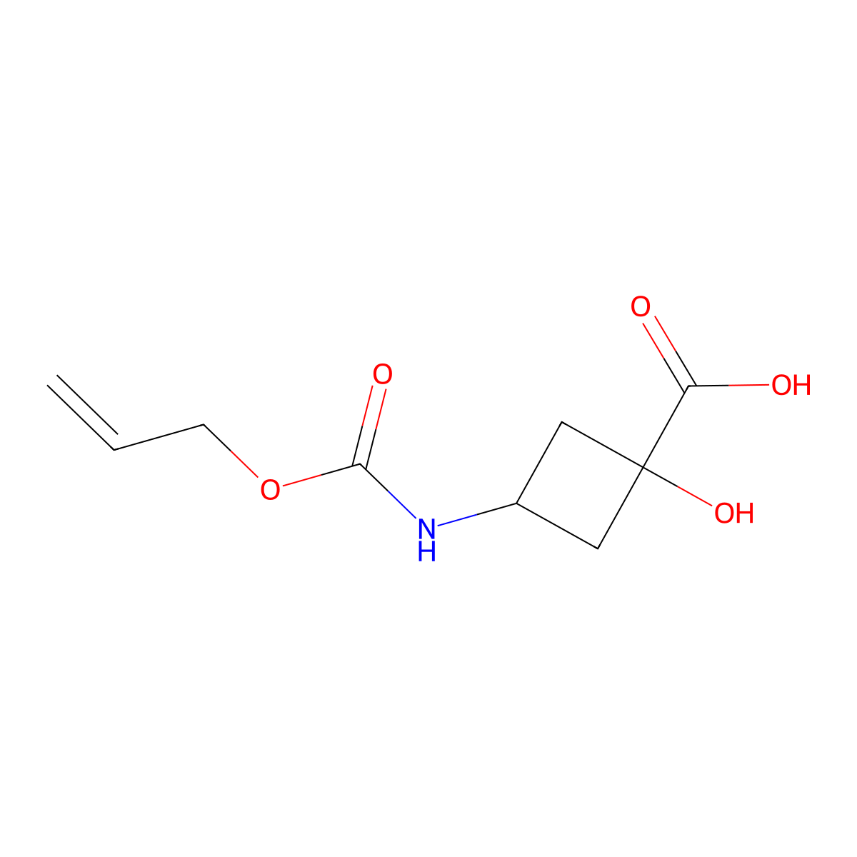 1-Hydroxy-3-{[(prop-2-en-1-yloxy)carbonyl]amino}cyclobutane-1-carboxylic acid molecular structure, CAS 2680660-30-2