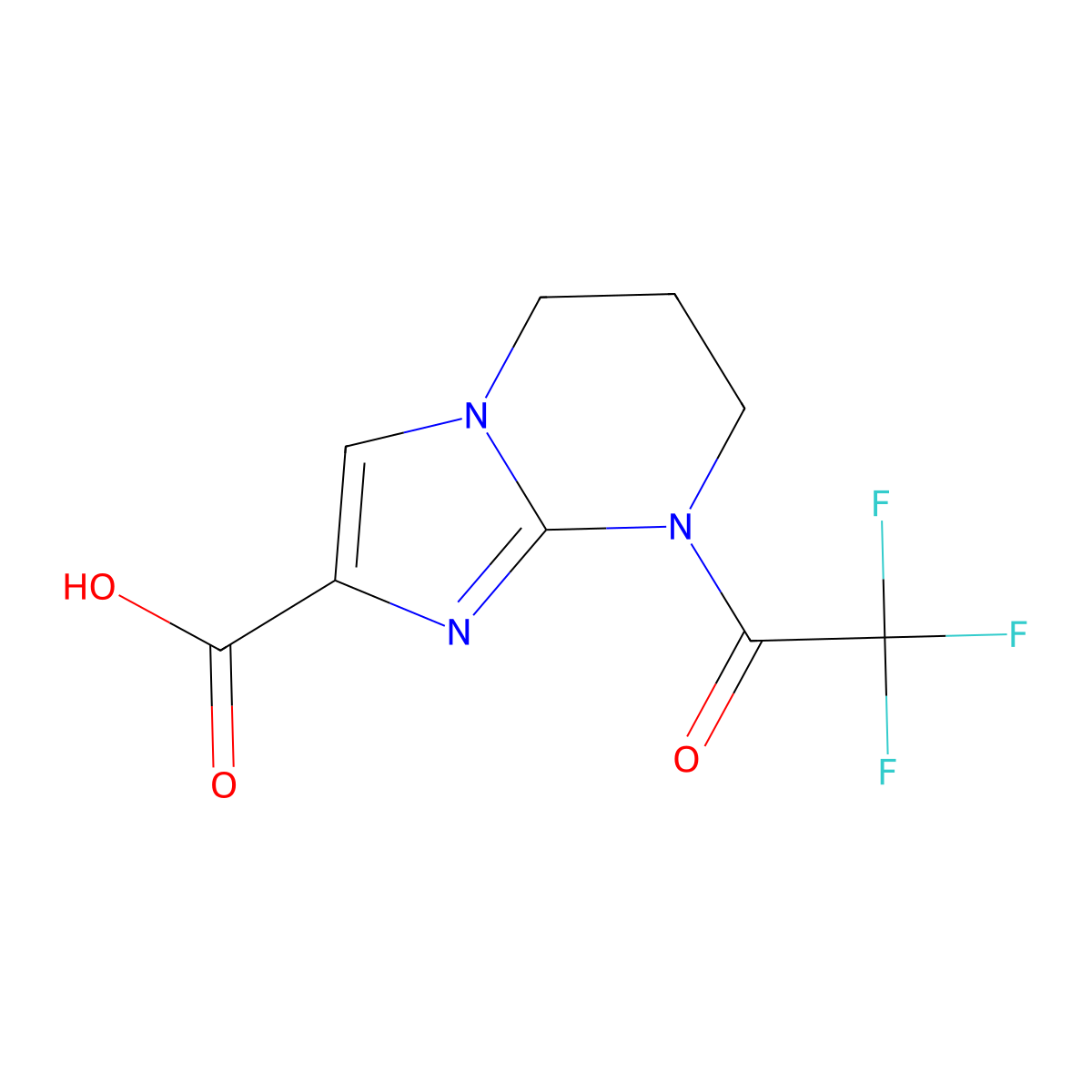 8-(2,2,2-trifluoroacetyl)-5H,6H,7H,8H-imidazo[1,2-a]pyrimidine-2-carboxylic acid molecular structure, CAS 2680660-31-3