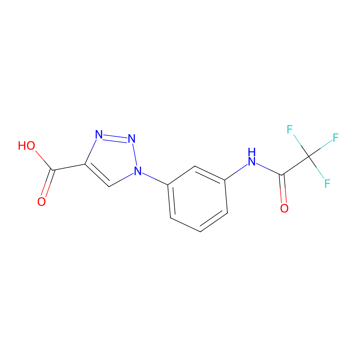 1-[3-(2,2,2-trifluoroacetamido)phenyl]-1H-1,2,3-triazole-4-carboxylic acid molecular structure, CAS 2680660-32-4