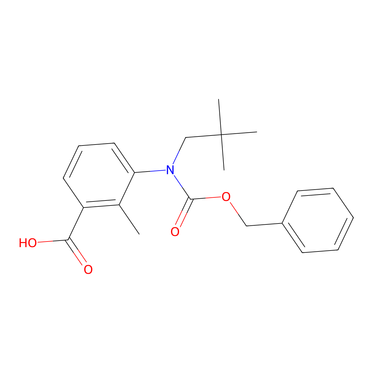 3-{[(Benzyloxy)carbonyl](2,2-dimethylpropyl)amino}-2-methylbenzoic acid molecular structure, CAS 2680660-35-7