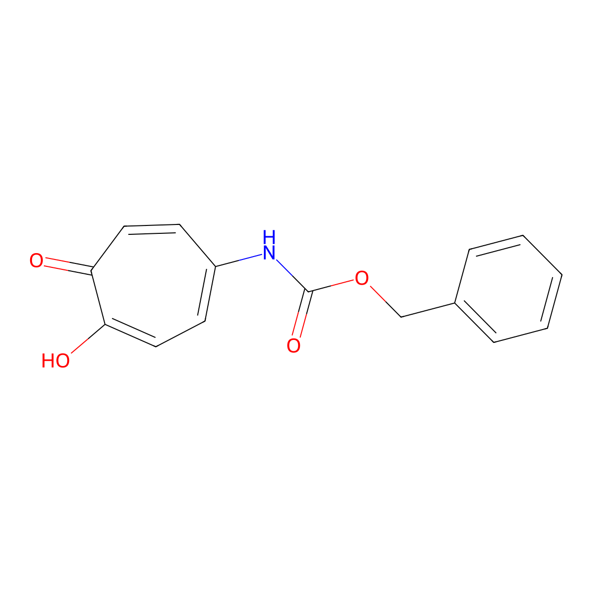 benzyl N-(4-hydroxy-5-oxocyclohepta-1,3,6-trien-1-yl)carbamate molecular structure, CAS 2680660-37-9