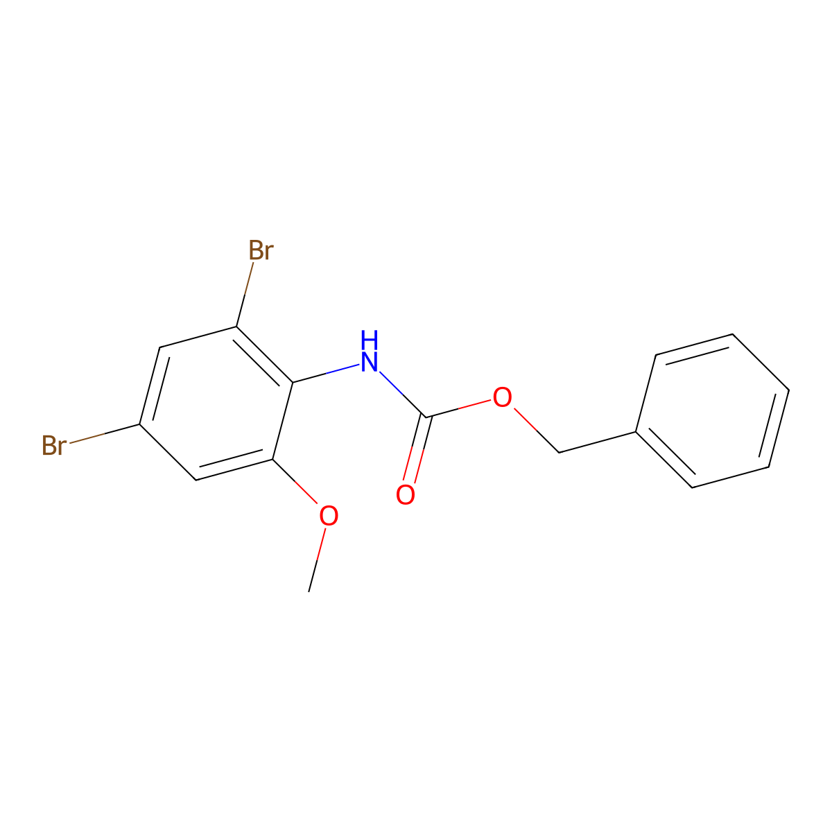 benzyl N-(2,4-dibromo-6-methoxyphenyl)carbamate molecular structure, CAS 2680660-43-7