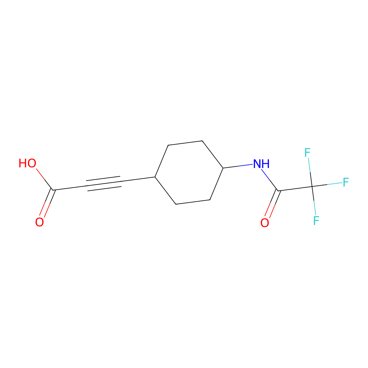 3-[4-(2,2,2-Trifluoroacetamido)cyclohexyl]prop-2-ynoic acid molecular structure, CAS 2680660-57-3