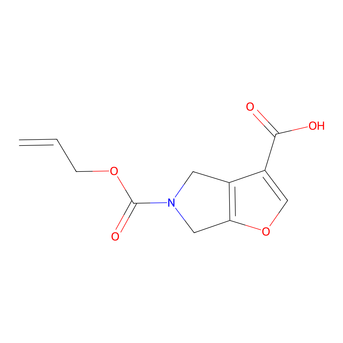 5-[(prop-2-en-1-yloxy)carbonyl]-4H,5H,6H-furo[2,3-c]pyrrole-3-carboxylic acid molecular structure, CAS 2680660-58-4