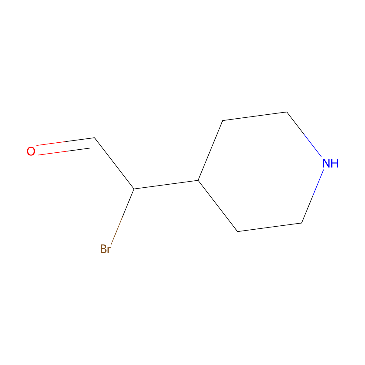 2-Bromo-2-(piperidin-4-yl)acetaldehyde molecular structure, CAS 2680660-59-5