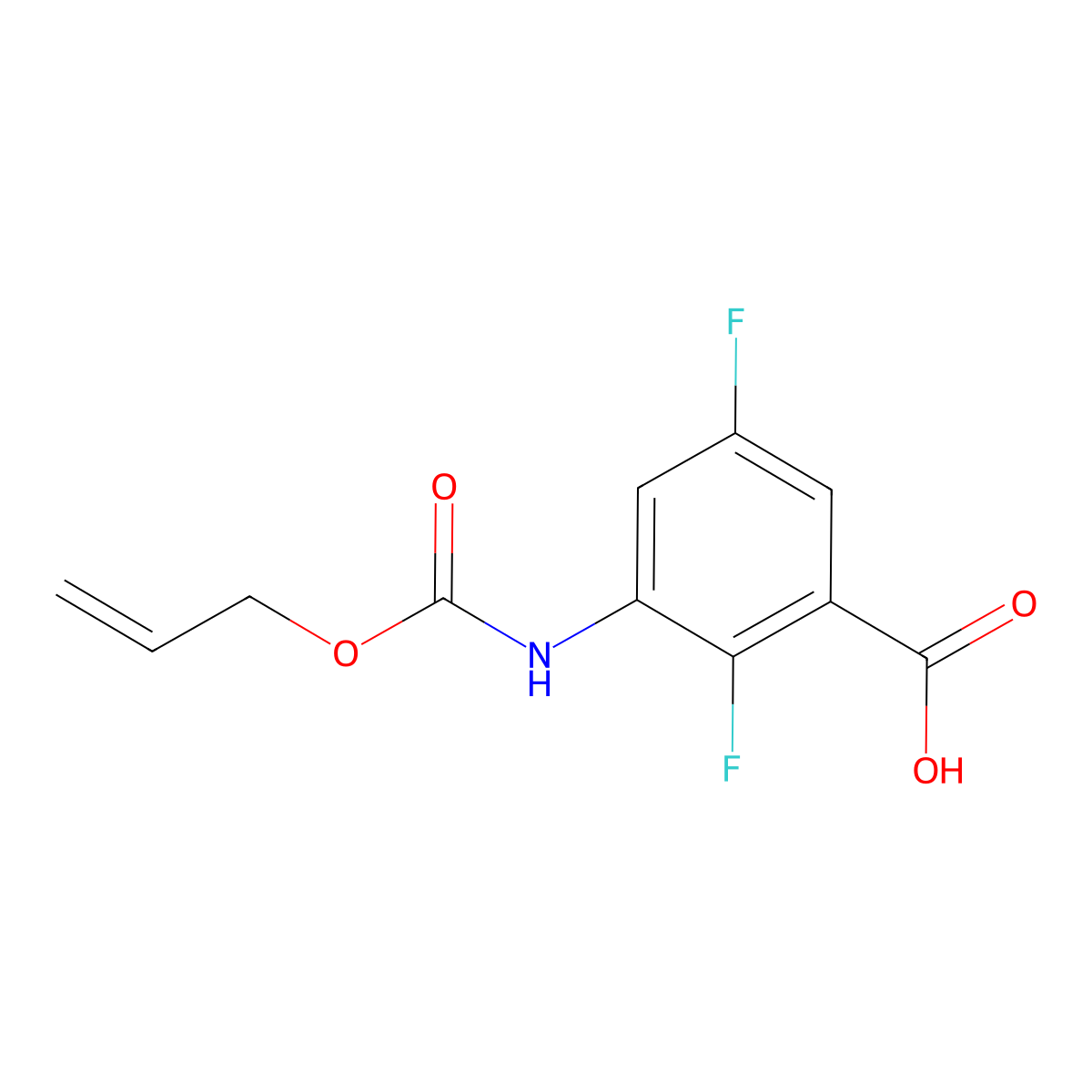 2,5-Difluoro-3-{[(prop-2-en-1-yloxy)carbonyl]amino}benzoic acid molecular structure, CAS 2680660-64-2