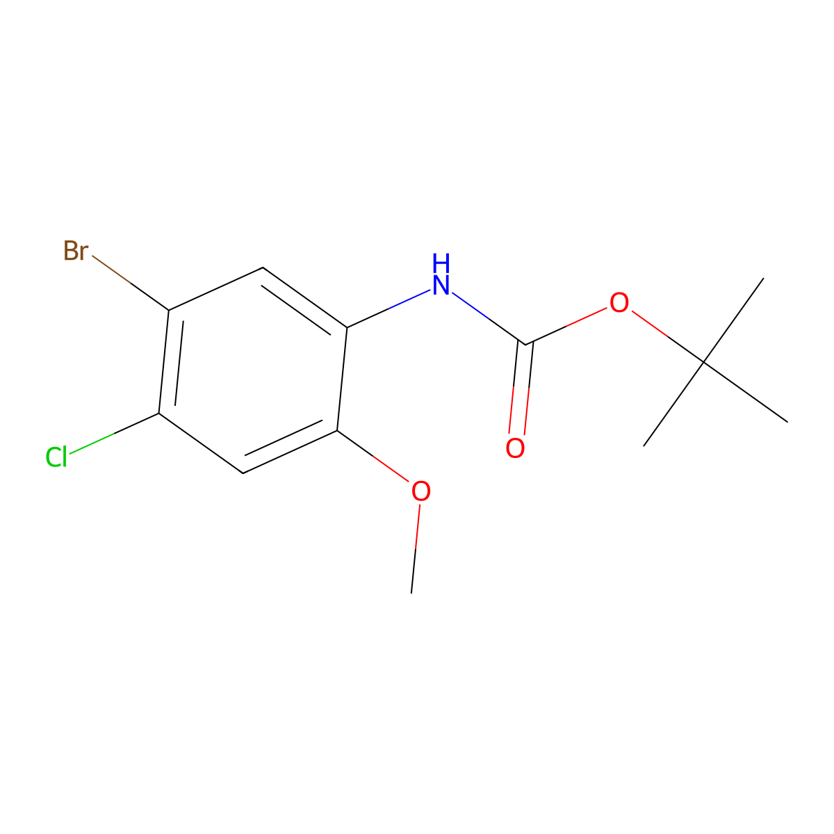 tert-butyl N-(5-bromo-4-chloro-2-methoxyphenyl)carbamate molecular structure, CAS 2680660-80-2