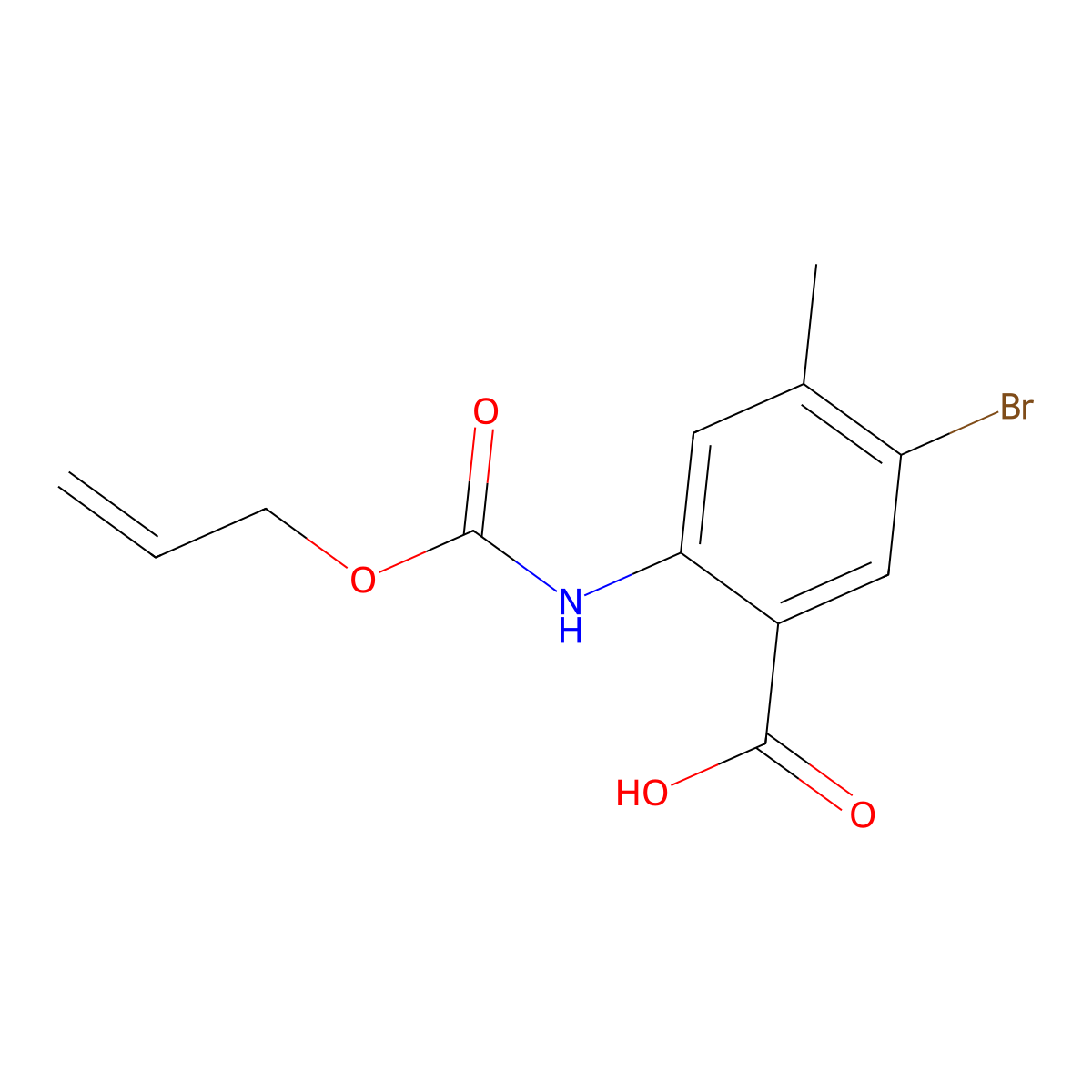 5-Bromo-4-methyl-2-{[(prop-2-en-1-yloxy)carbonyl]amino}benzoic acid molecular structure, CAS 2680660-81-3