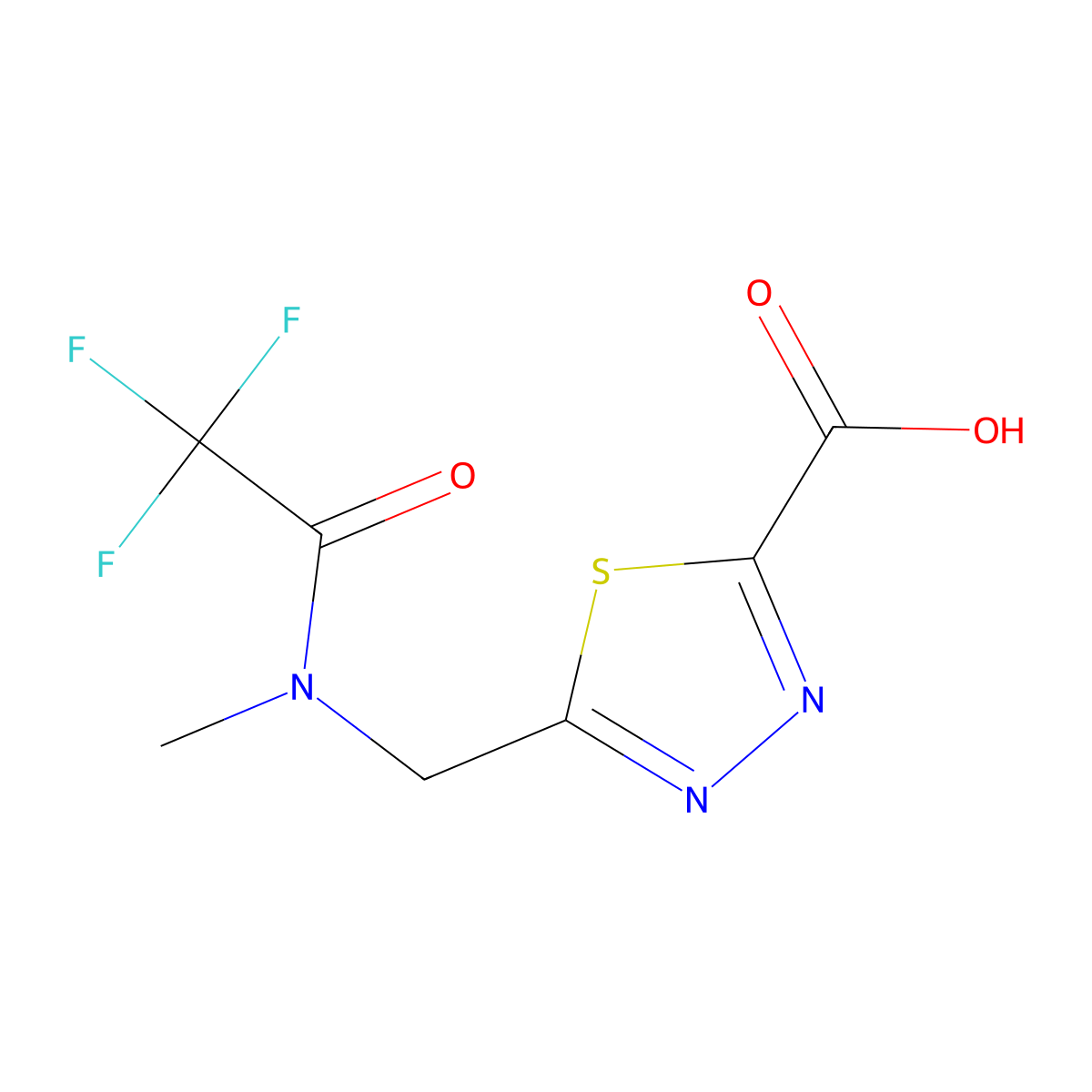 5-[(2,2,2-trifluoro-N-methylacetamido)methyl]-1,3,4-thiadiazole-2-carboxylic acid molecular structure, CAS 2680660-87-9