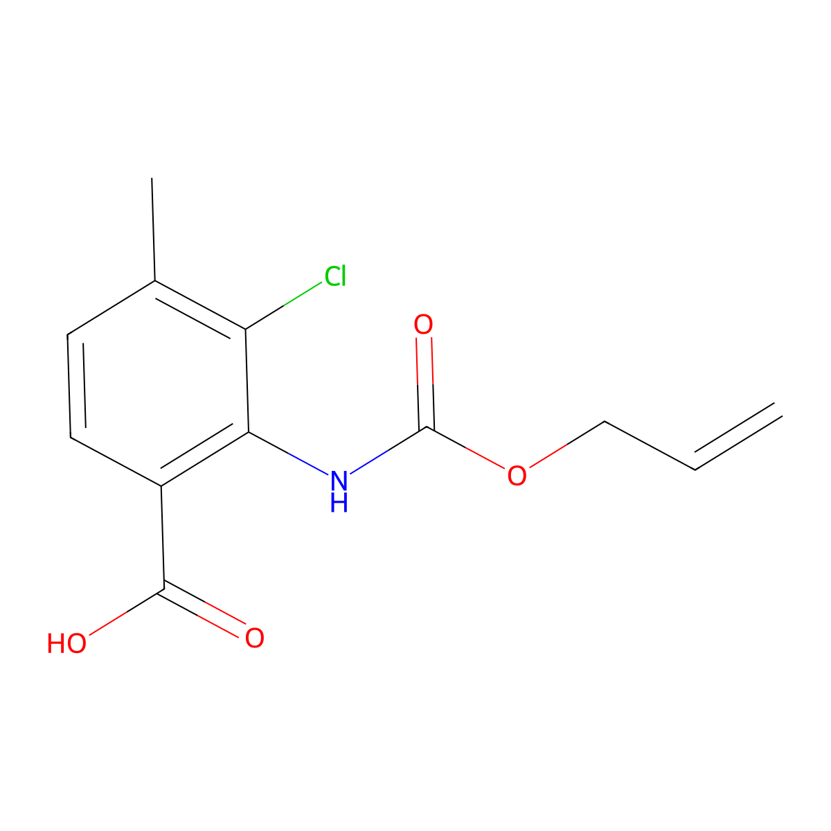 3-Chloro-4-methyl-2-{[(prop-2-en-1-yloxy)carbonyl]amino}benzoic acid molecular structure, CAS 2680660-92-6