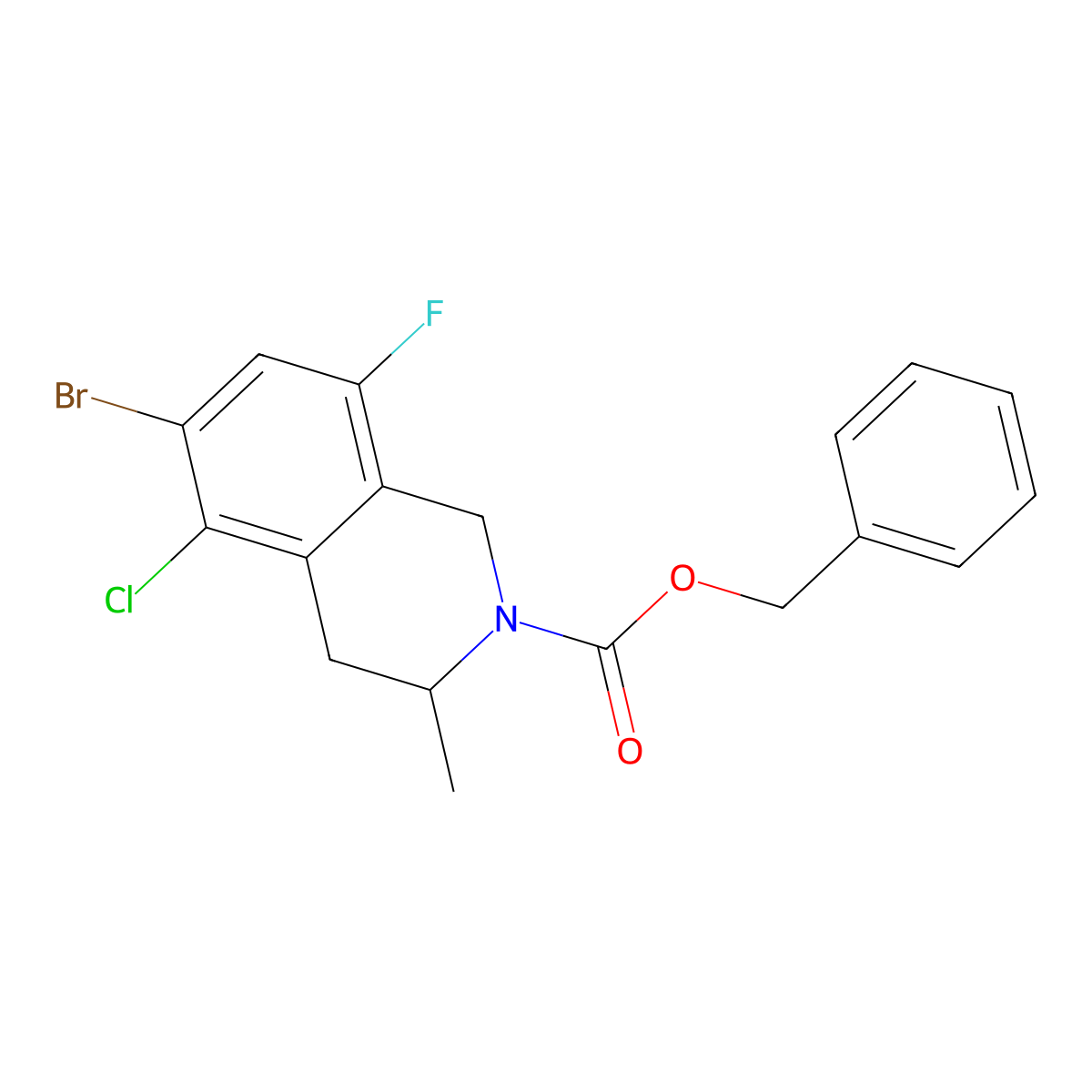 Benzyl 6-bromo-5-chloro-8-fluoro-3-methyl-1,2,3,4-tetrahydroisoquinoline-2-carboxylate molecular structure, CAS 2680661-01-0