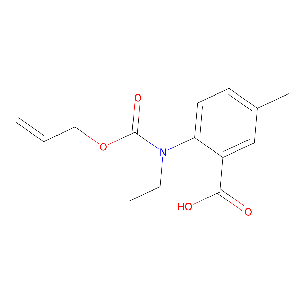 2-{Ethyl[(prop-2-en-1-yloxy)carbonyl]amino}-5-methylbenzoic acid molecular structure, CAS 2680661-03-2