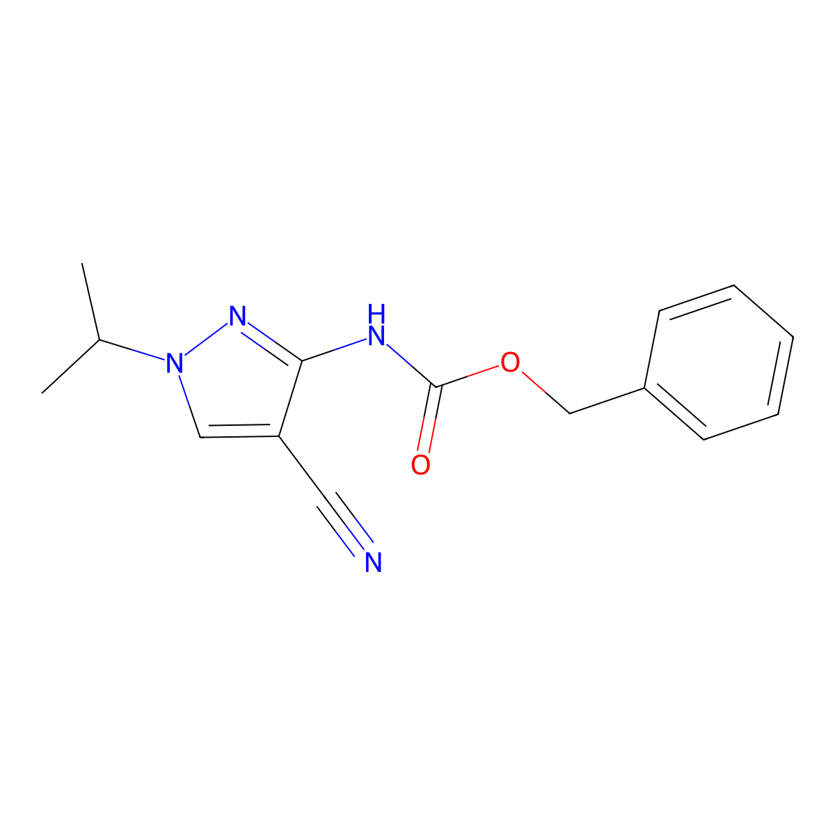 benzyl N-[4-cyano-1-(propan-2-yl)-1H-pyrazol-3-yl]carbamate molecular structure, CAS 2680661-10-1