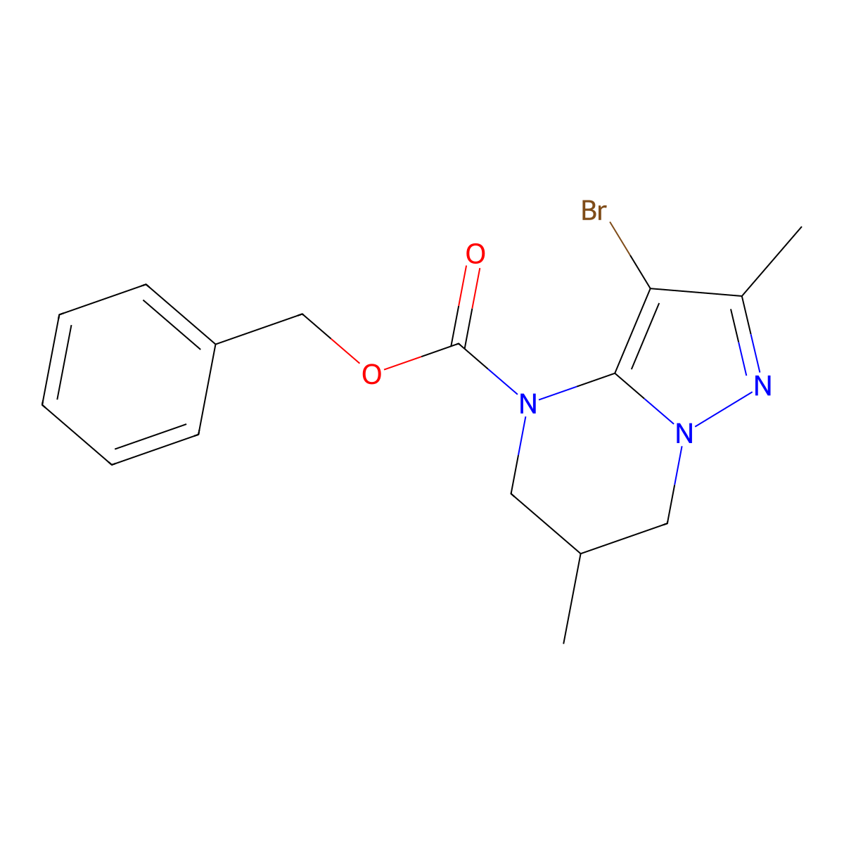benzyl 3-bromo-2,6-dimethyl-4H,5H,6H,7H-pyrazolo[1,5-a]pyrimidine-4-carboxylate molecular structure, CAS 2680661-26-9