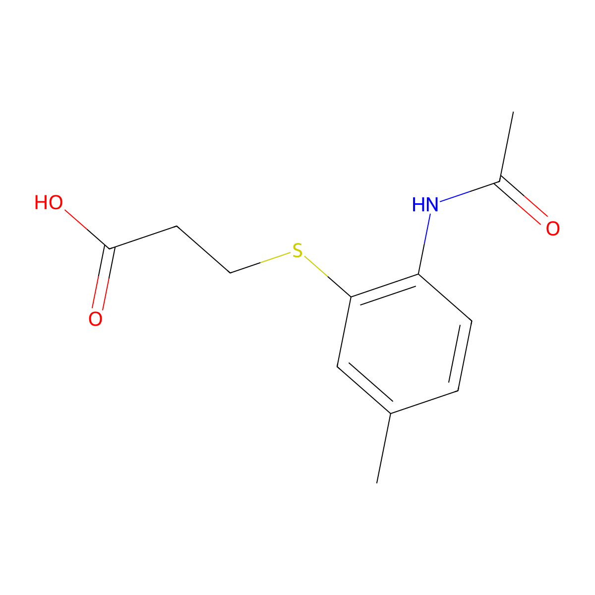3-[(2-Acetamido-5-methylphenyl)sulfanyl]propanoic acid molecular structure, CAS 2680661-29-2