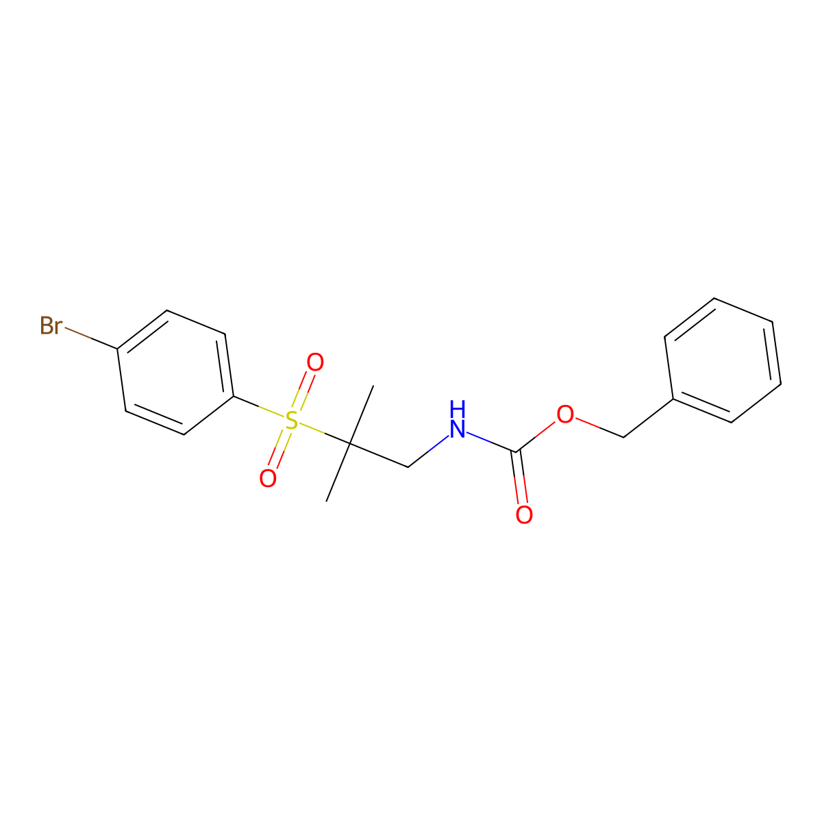 benzyl N-[2-(4-bromobenzenesulfonyl)-2-methylpropyl]carbamate molecular structure, CAS 2680661-32-7