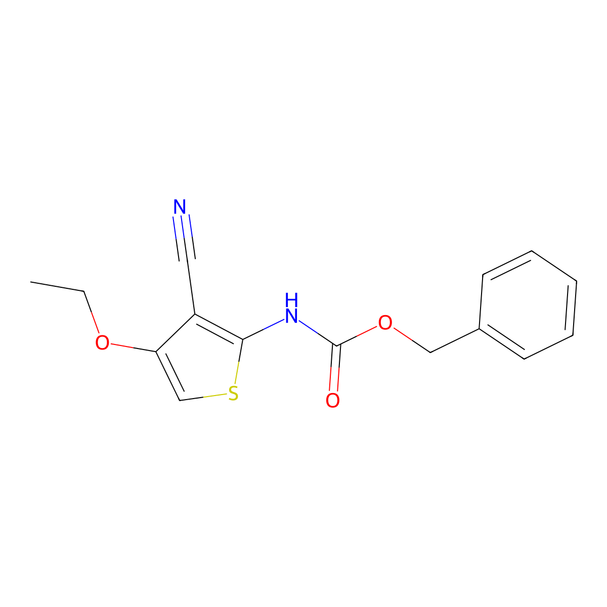 benzyl N-(3-cyano-4-ethoxythiophen-2-yl)carbamate molecular structure, CAS 2680661-38-3