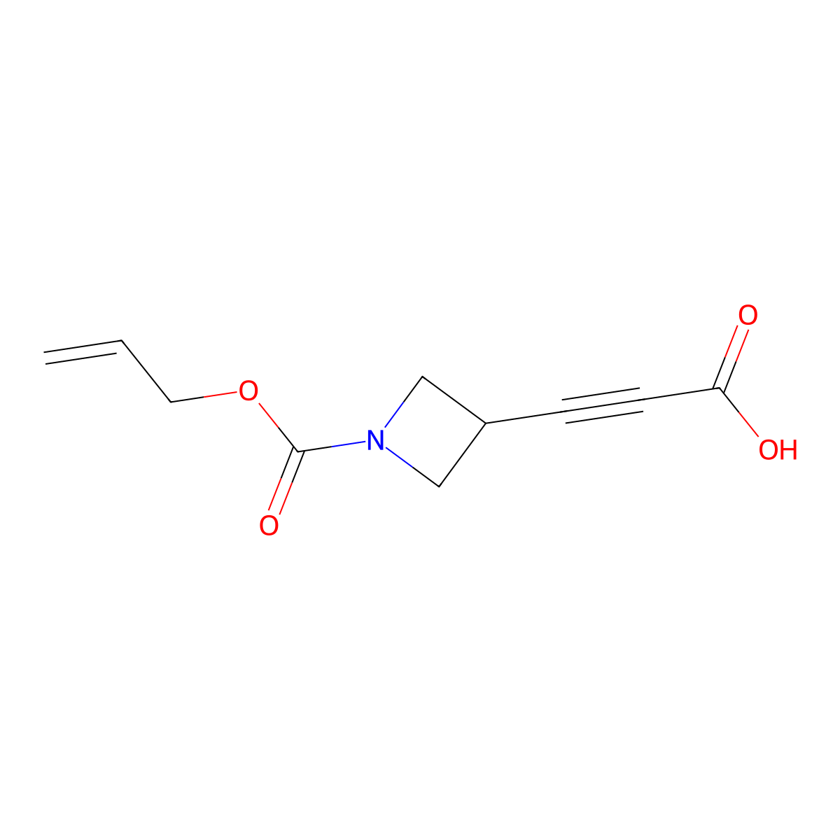 3-{1-[(Prop-2-en-1-yloxy)carbonyl]azetidin-3-yl}prop-2-ynoic acid molecular structure, CAS 2680661-44-1