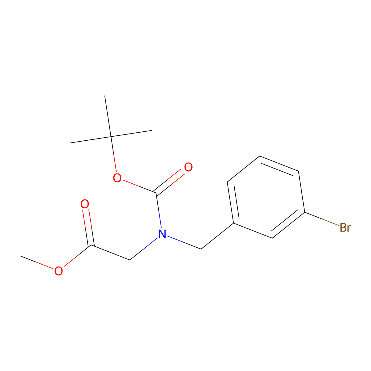 Methyl 2-{[(3-bromophenyl)methyl][(tert-butoxy)carbonyl]amino}acetate molecular structure, CAS 2680661-48-5