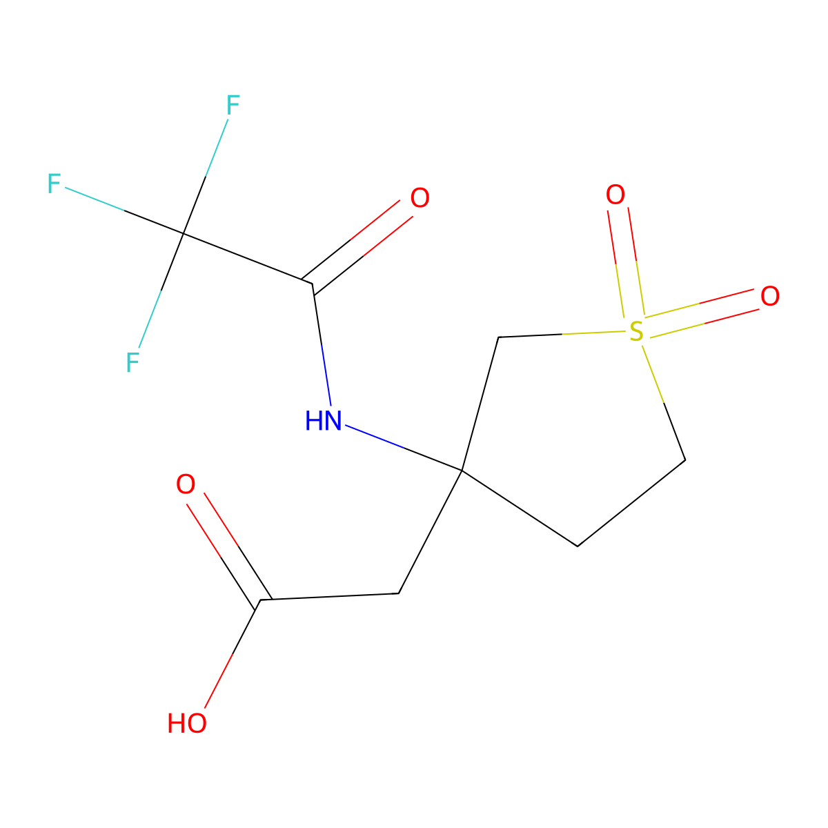 2-[1,1-Dioxo-3-(2,2,2-trifluoroacetamido)-1lambda6-thiolan-3-yl]acetic acid molecular structure, CAS 2680661-49-6