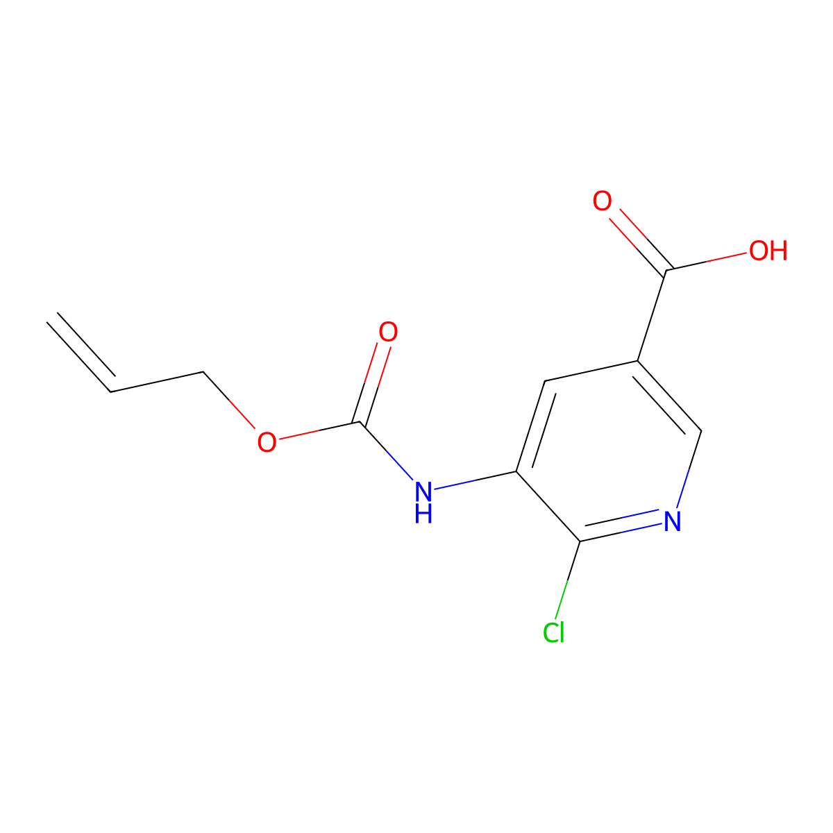 6-Chloro-5-{[(prop-2-en-1-yloxy)carbonyl]amino}pyridine-3-carboxylic acid molecular structure, CAS 2680661-58-7