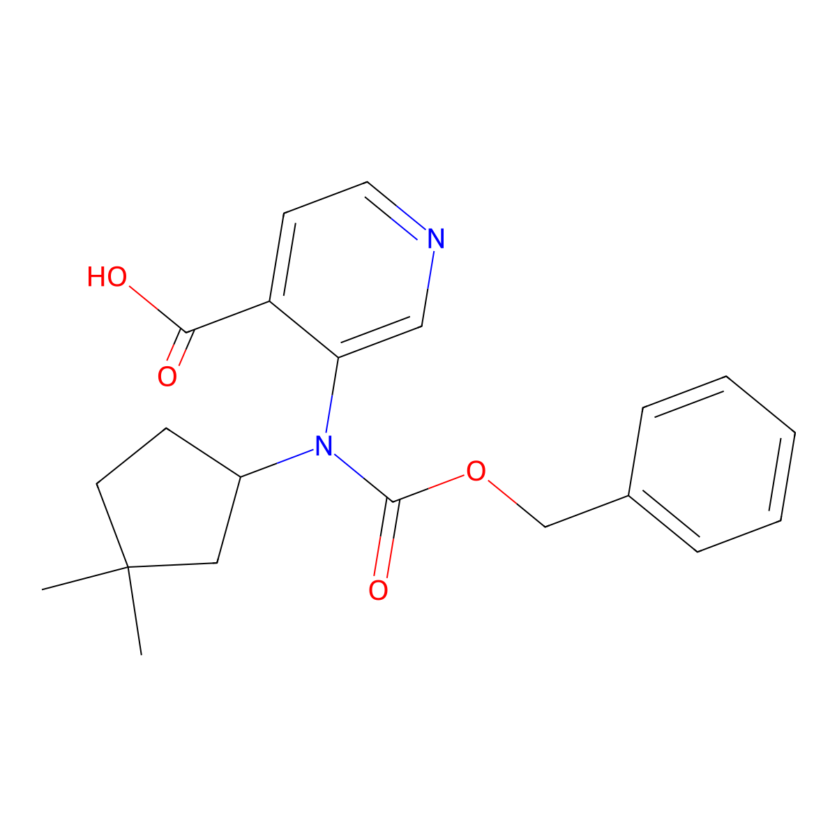 3-{[(Benzyloxy)carbonyl](3,3-dimethylcyclopentyl)amino}pyridine-4-carboxylic acid molecular structure, CAS 2680661-63-4