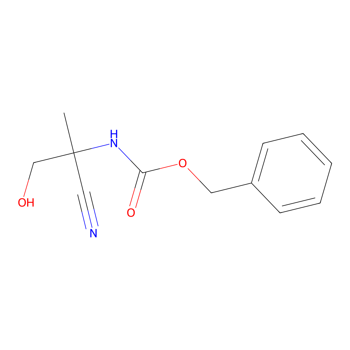 benzyl N-(1-cyano-2-hydroxy-1-methylethyl)carbamate molecular structure, CAS 2680661-69-0