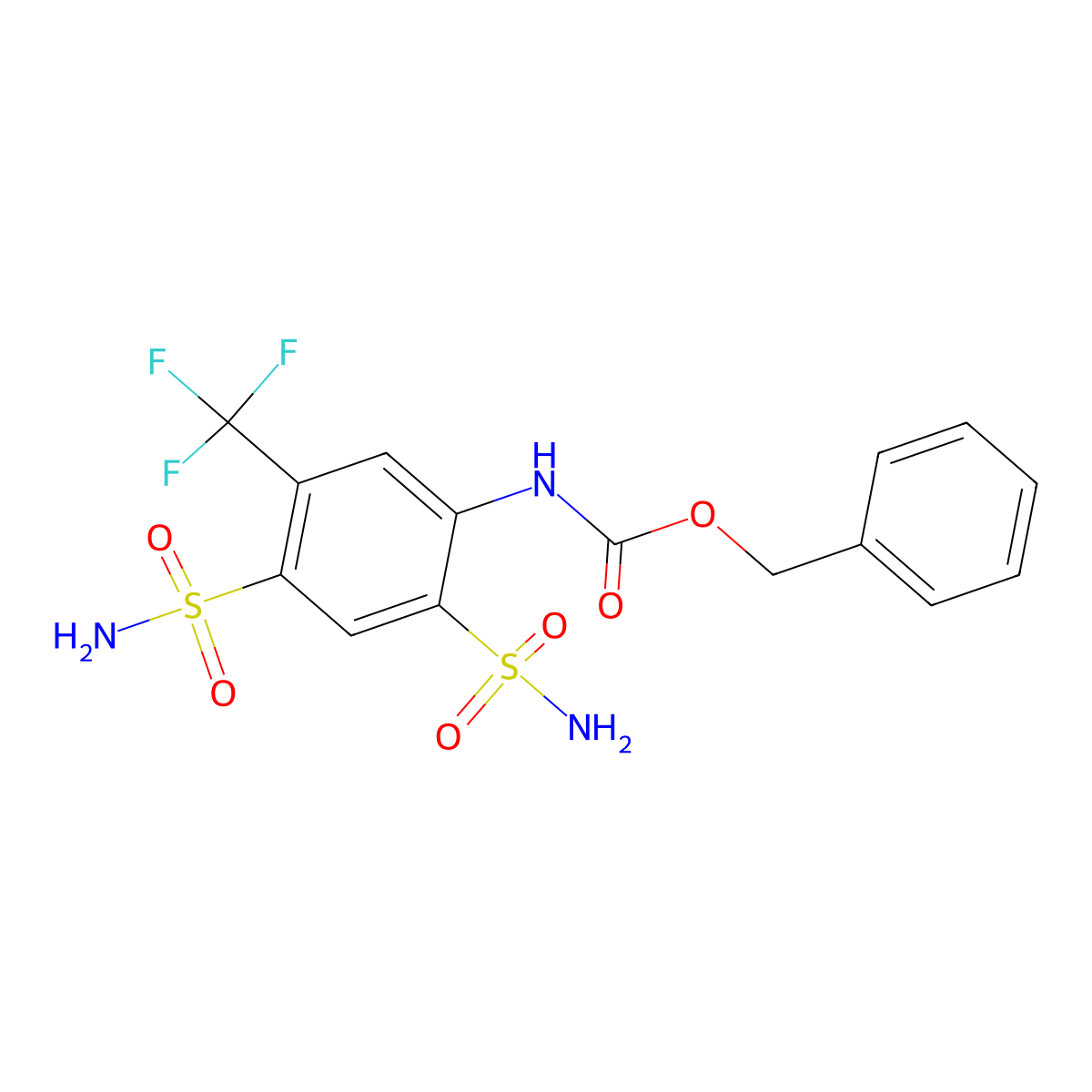 benzyl N-[2,4-disulfamoyl-5-(trifluoromethyl)phenyl]carbamate molecular structure, CAS 2680661-70-3