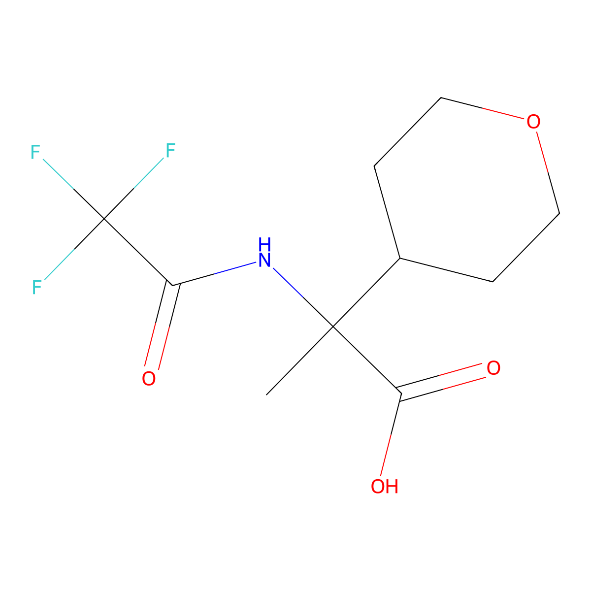 2-(Oxan-4-yl)-2-(2,2,2-trifluoroacetamido)propanoic acid molecular structure, CAS 2680661-71-4