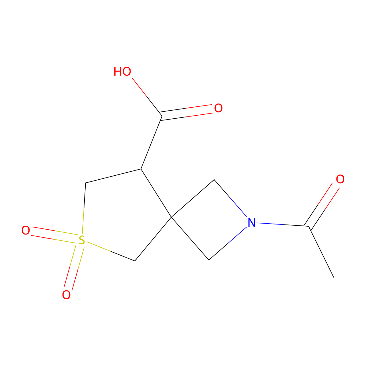 2-Acetyl-6,6-dioxo-6lambda6-thia-2-azaspiro[3.4]octane-8-carboxylic acid molecular structure, CAS 2680661-80-5