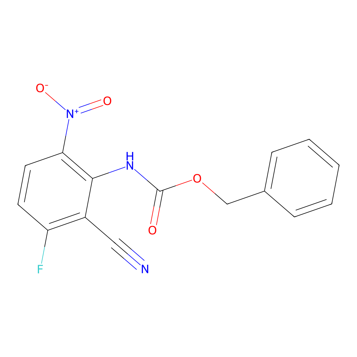 benzyl N-(2-cyano-3-fluoro-6-nitrophenyl)carbamate molecular structure, CAS 2680661-82-7