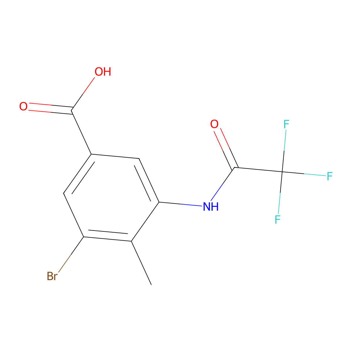 3-Bromo-4-methyl-5-(2,2,2-trifluoroacetamido)benzoic acid molecular structure, CAS 2680661-90-7