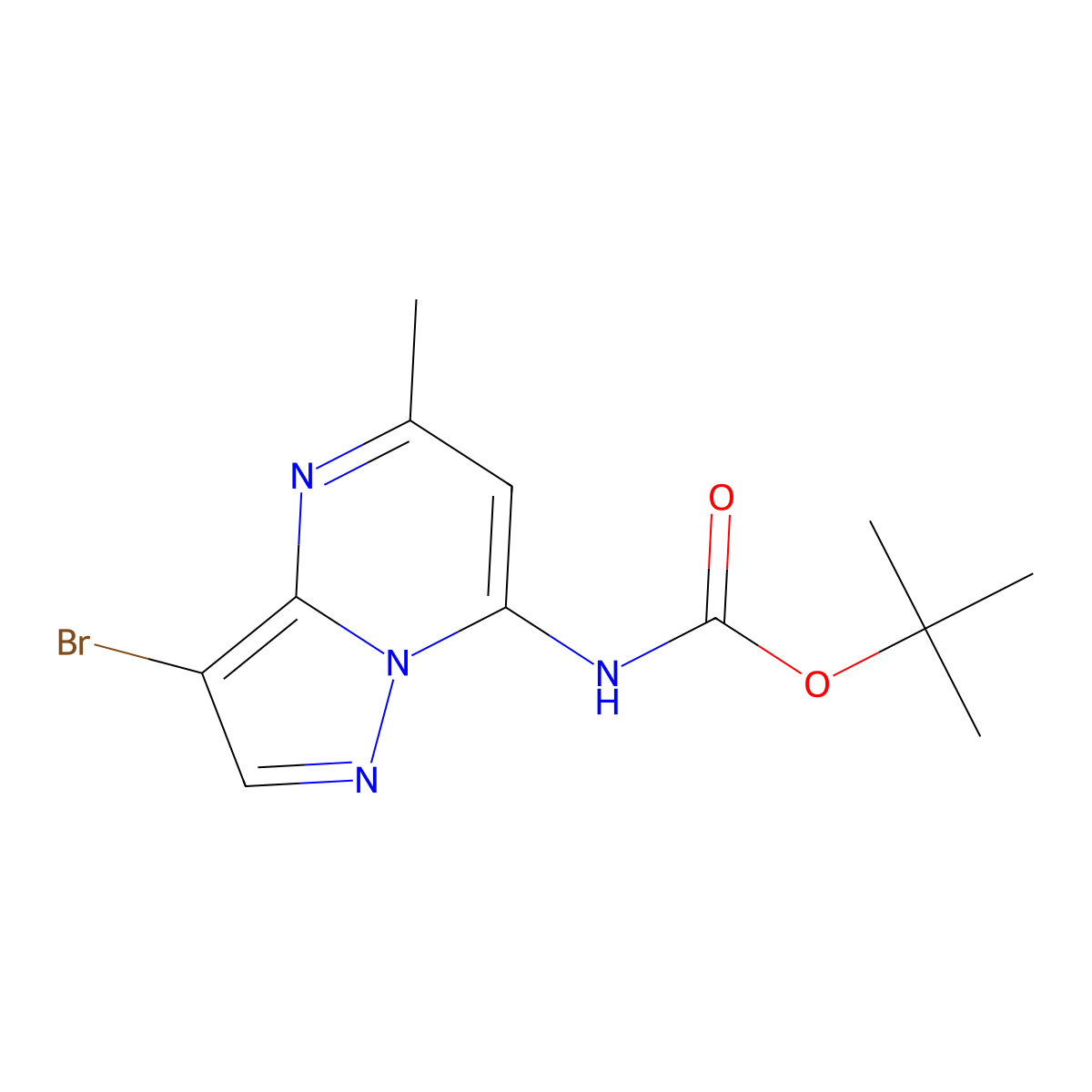 tert-butyl N-{3-bromo-5-methylpyrazolo[1,5-a]pyrimidin-7-yl}carbamate molecular structure, CAS 2680661-96-3