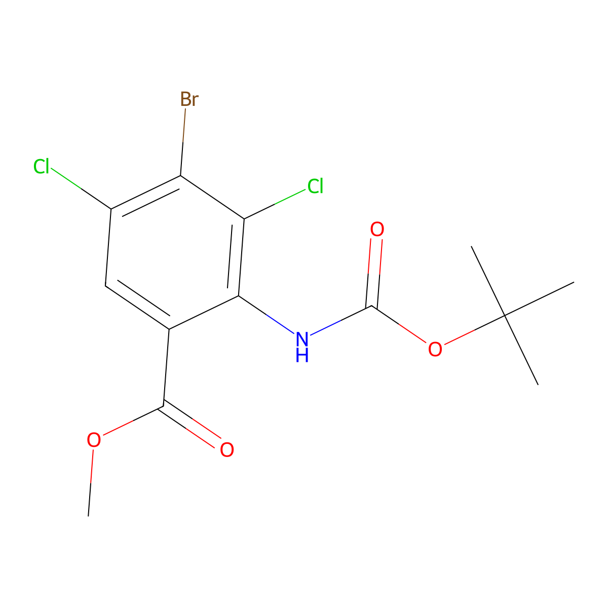 Methyl 4-bromo-2-{[(tert-butoxy)carbonyl]amino}-3,5-dichlorobenzoate molecular structure, CAS 2680661-97-4