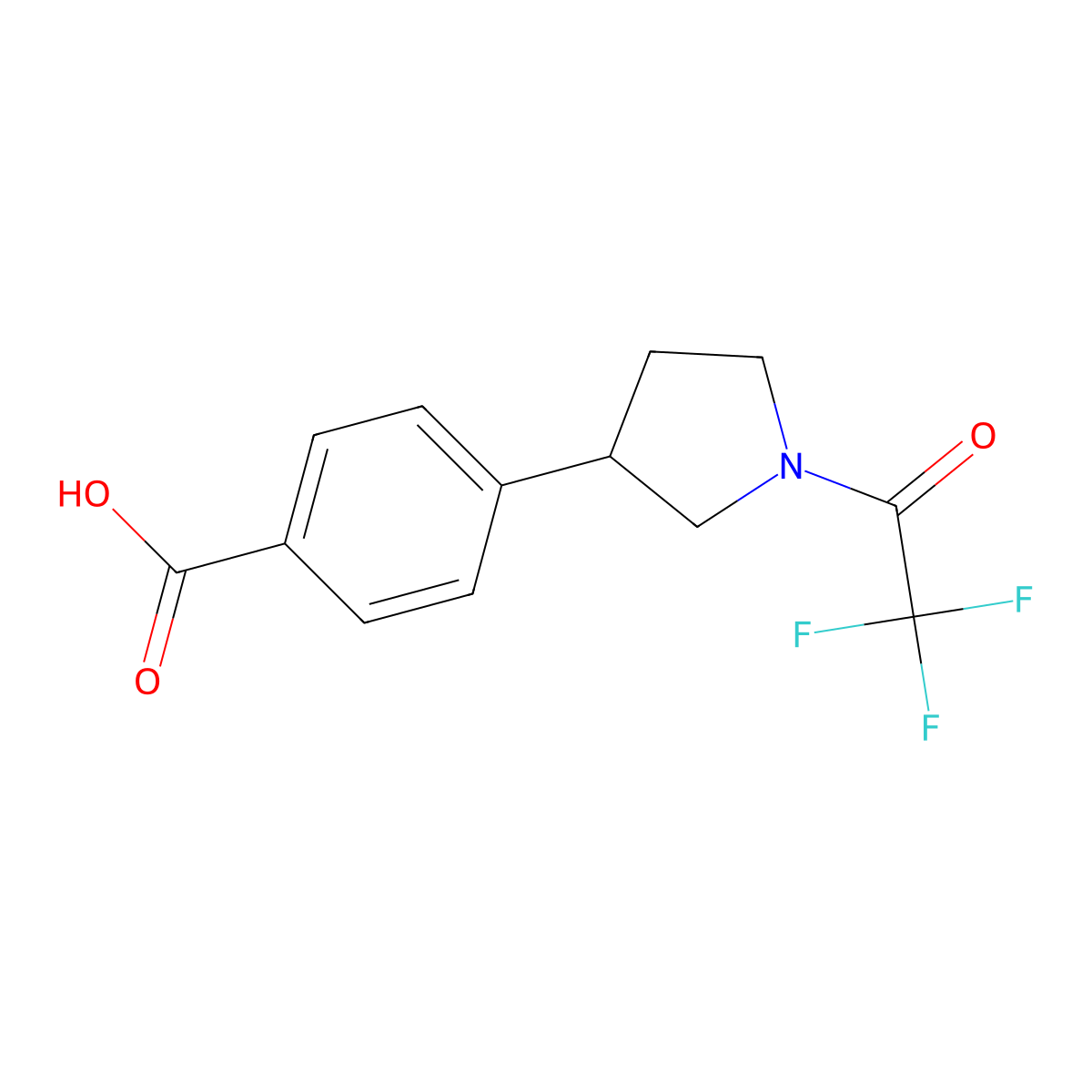 4-[1-(2,2,2-Trifluoroacetyl)pyrrolidin-3-yl]benzoic acid molecular structure, CAS 2680662-00-2