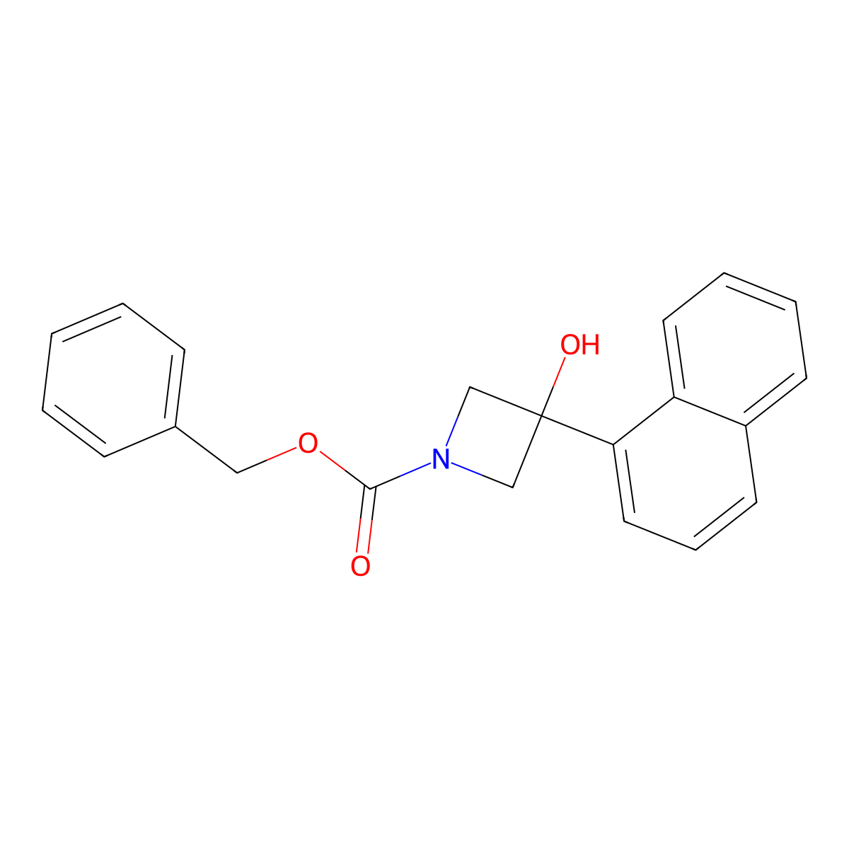 Benzyl 3-hydroxy-3-(naphthalen-1-yl)azetidine-1-carboxylate molecular structure, CAS 2680662-01-3