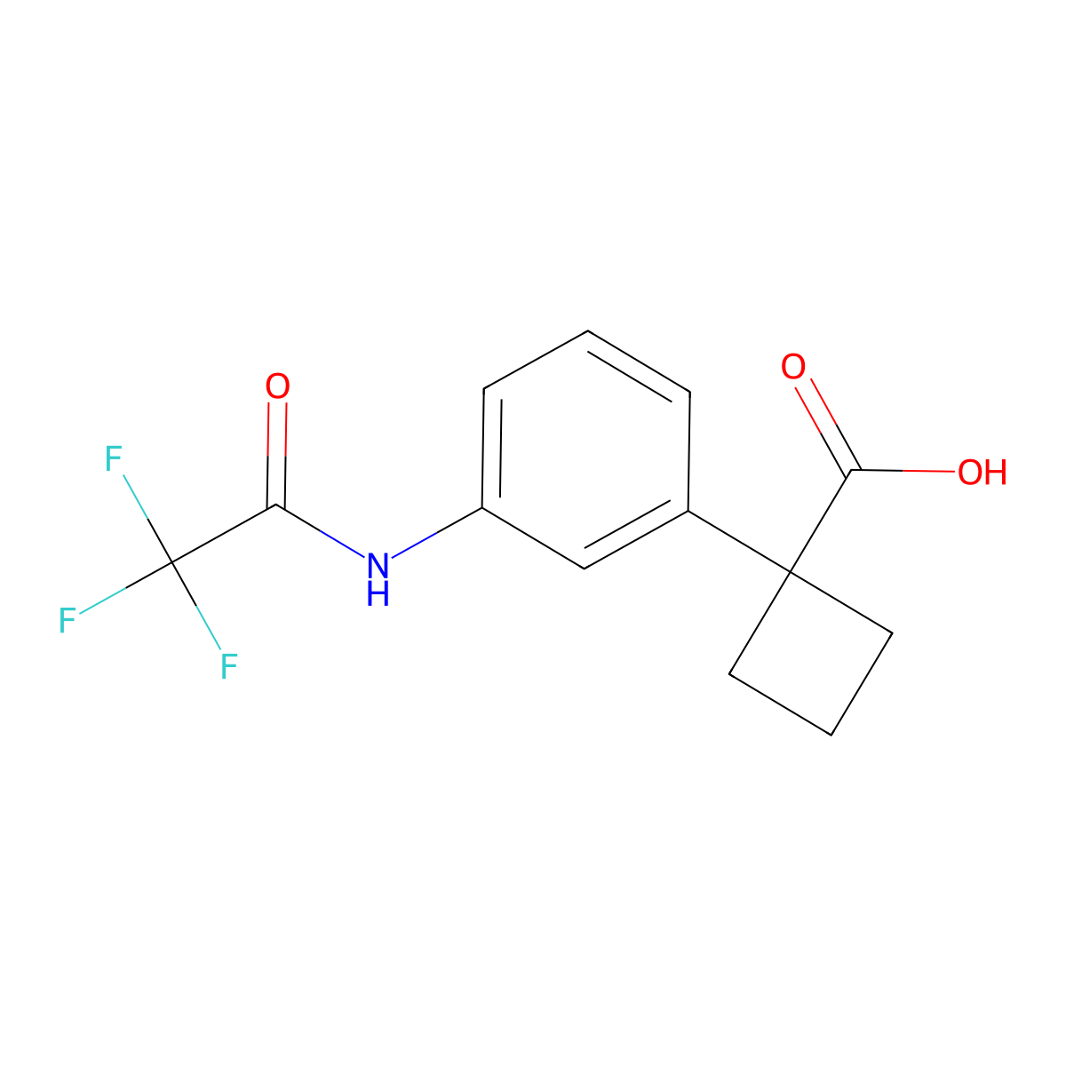 1-[3-(2,2,2-Trifluoroacetamido)phenyl]cyclobutane-1-carboxylic acid molecular structure, CAS 2680662-05-7