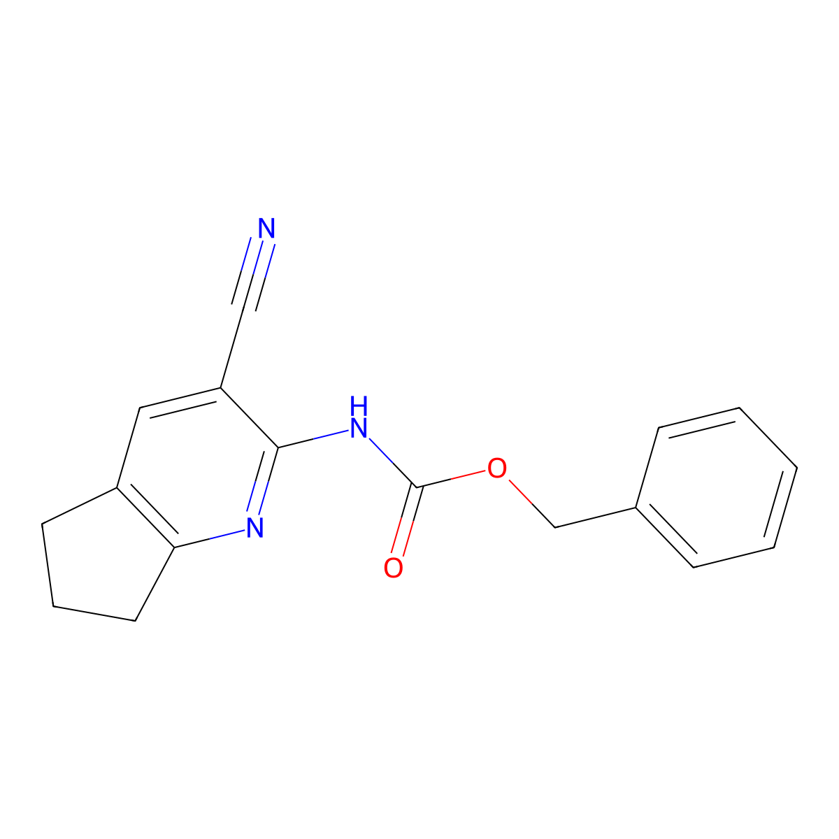 benzyl N-{3-cyano-5H,6H,7H-cyclopenta[b]pyridin-2-yl}carbamate molecular structure, CAS 2680662-06-8