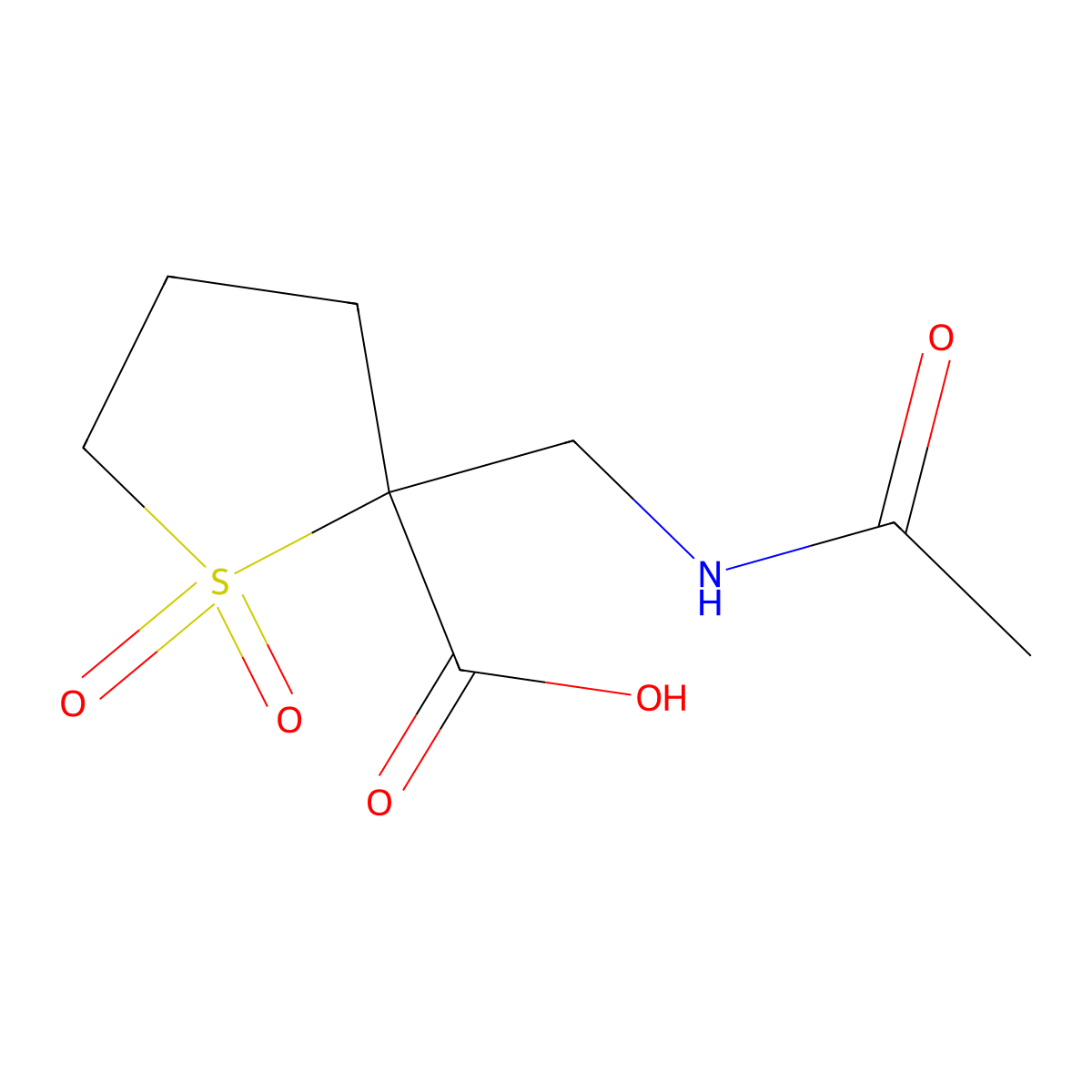 2-(Acetamidomethyl)-1,1-dioxo-1lambda6-thiolane-2-carboxylic acid molecular structure, CAS 2680662-10-4