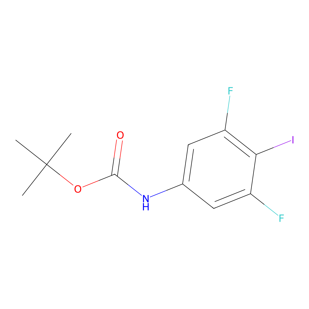 tert-butyl N-(3,5-difluoro-4-iodophenyl)carbamate molecular structure, CAS 2680662-13-7