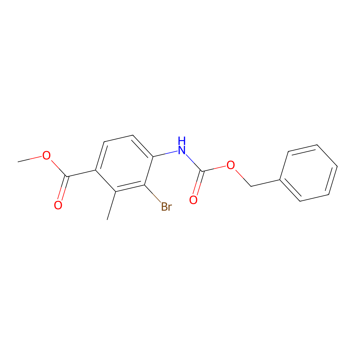 Methyl 4-{[(benzyloxy)carbonyl]amino}-3-bromo-2-methylbenzoate molecular structure, CAS 2680662-24-0