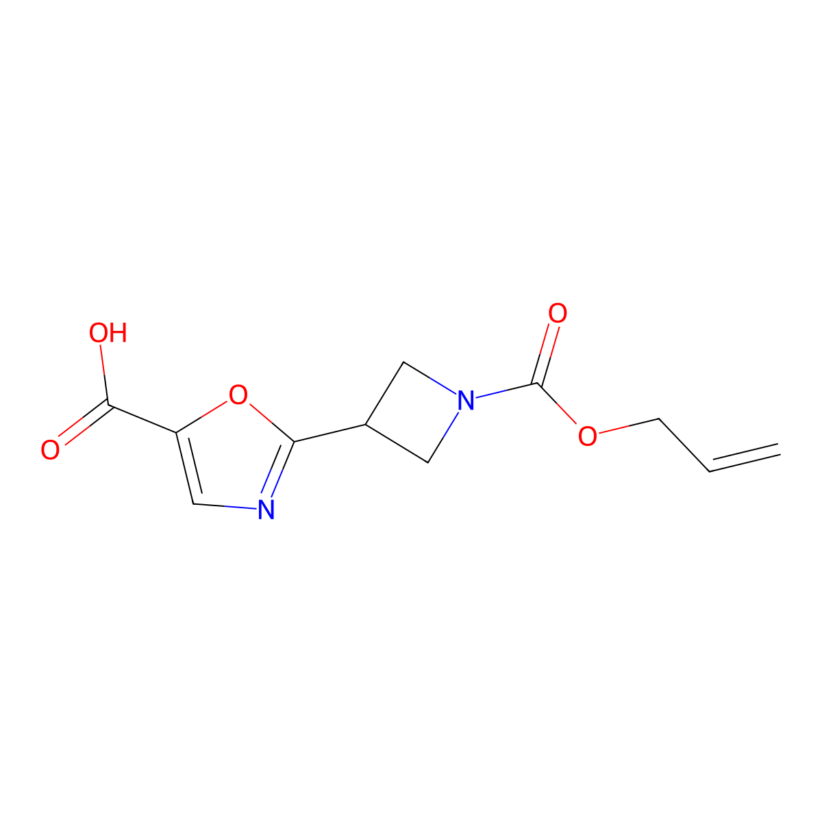 2-{1-[(Prop-2-en-1-yloxy)carbonyl]azetidin-3-yl}-1,3-oxazole-5-carboxylic acid molecular structure, CAS 2680662-27-3