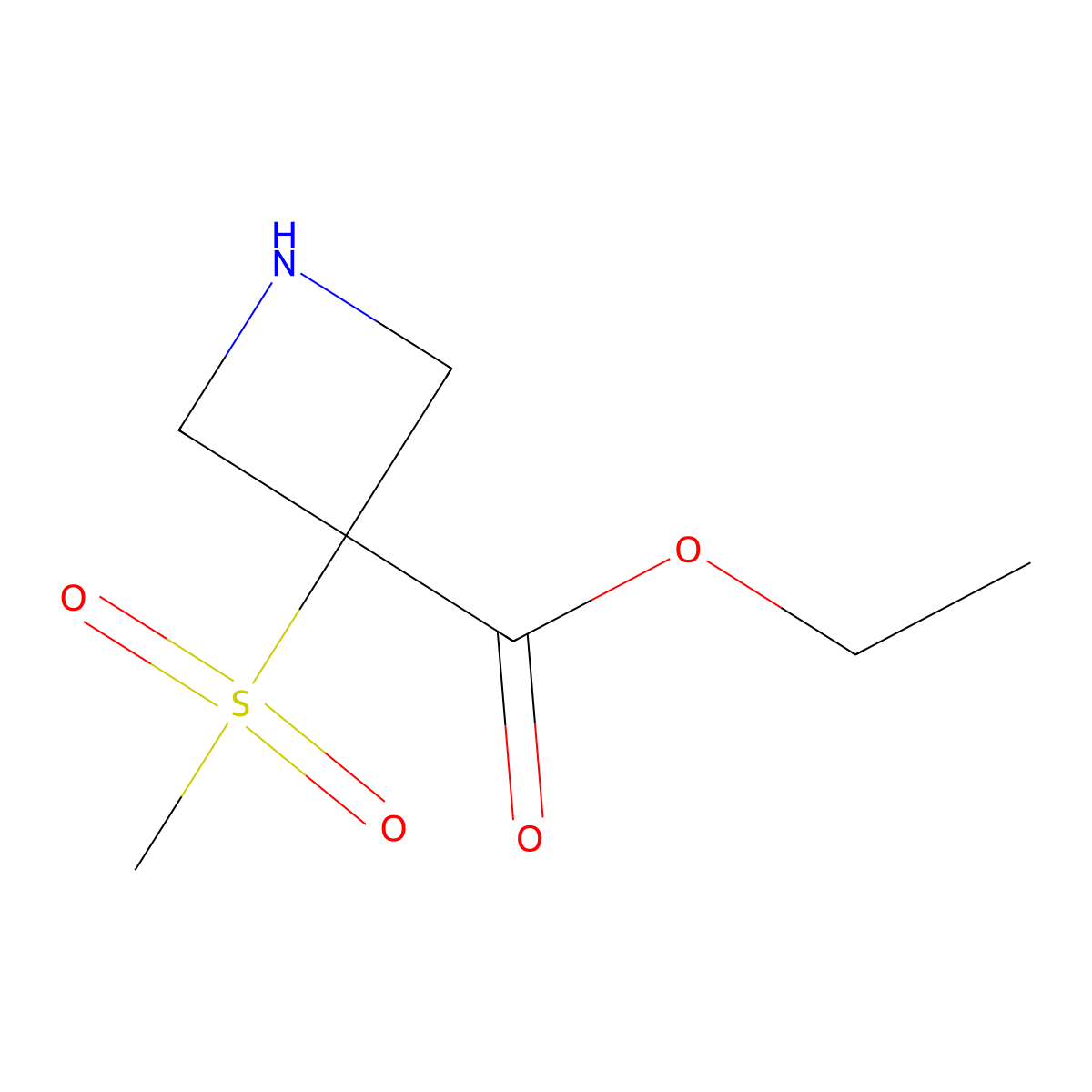 Ethyl 3-methanesulfonylazetidine-3-carboxylate molecular structure, CAS 2680662-30-8