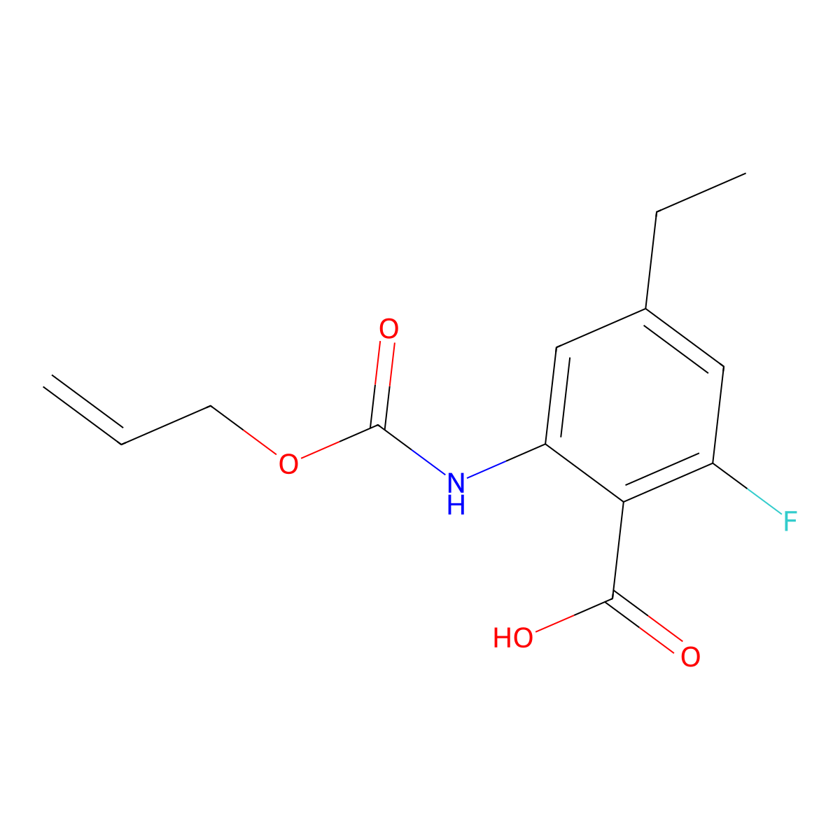 4-Ethyl-2-fluoro-6-{[(prop-2-en-1-yloxy)carbonyl]amino}benzoic acid molecular structure, CAS 2680662-31-9