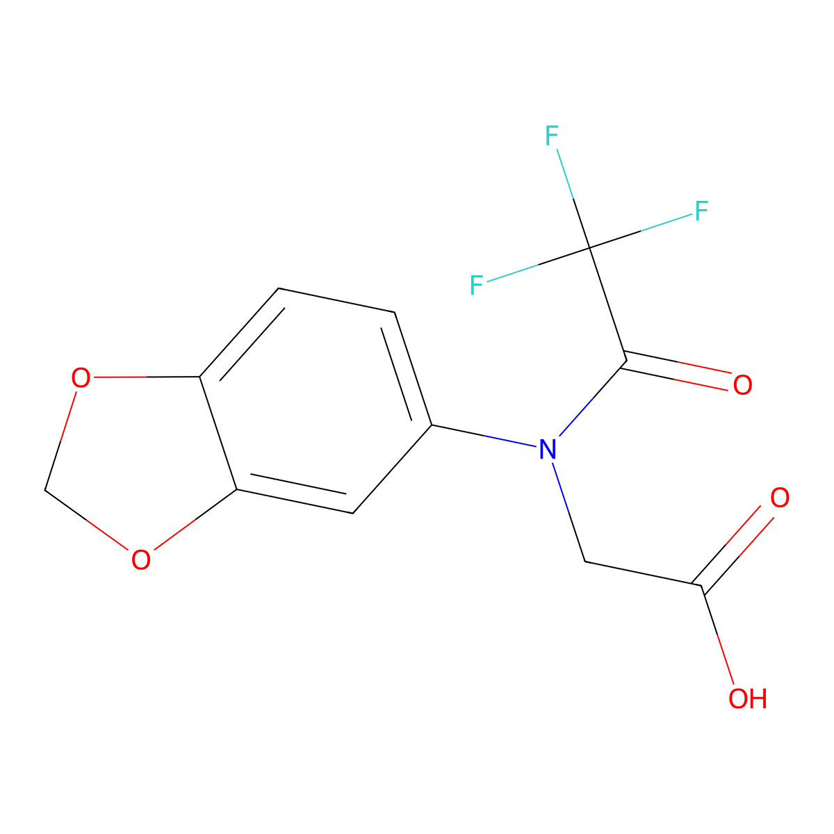 2-[N-(1,3-dioxaindan-5-yl)-2,2,2-trifluoroacetamido]acetic acid molecular structure, CAS 2680662-43-3