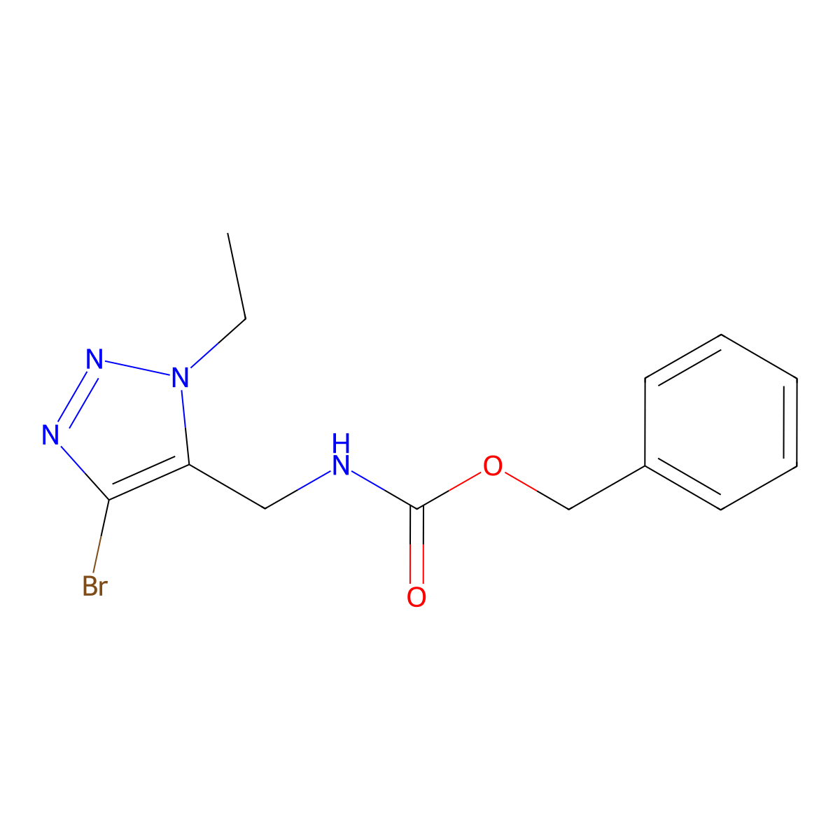 benzyl N-[(4-bromo-1-ethyl-1H-1,2,3-triazol-5-yl)methyl]carbamate molecular structure, CAS 2680662-44-4