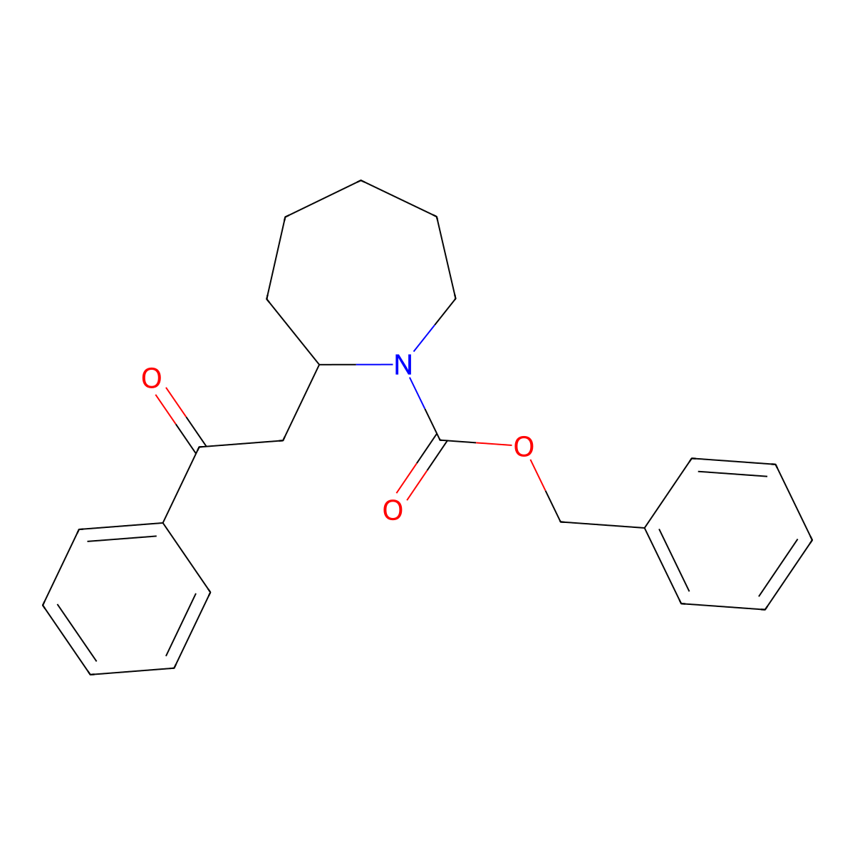 Benzyl 2-(2-oxo-2-phenylethyl)azepane-1-carboxylate molecular structure, CAS 2680662-52-4