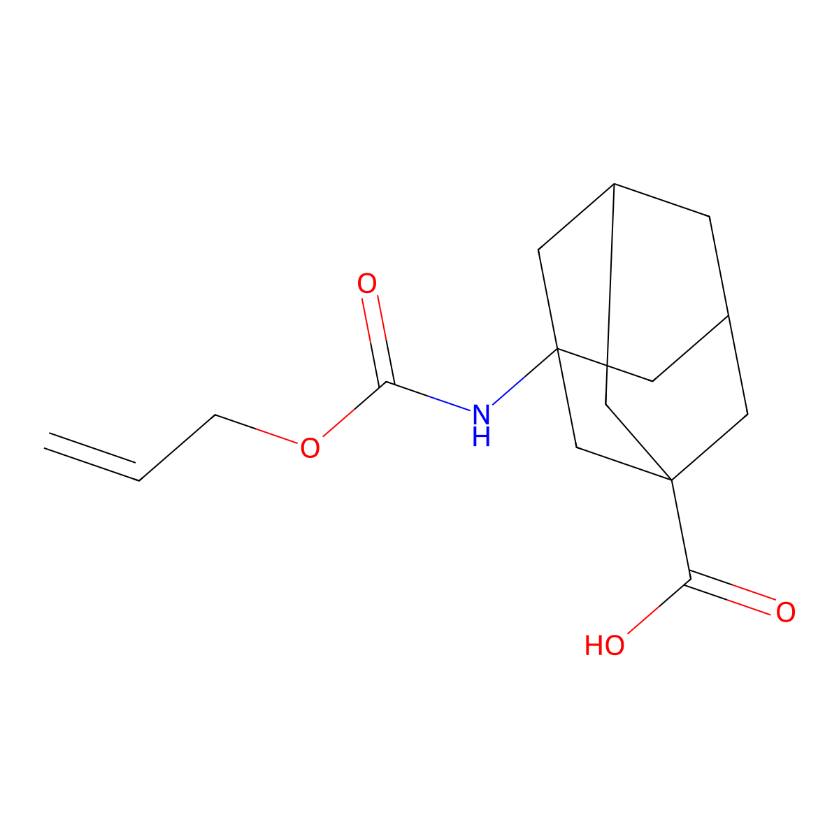 3-{[(Prop-2-en-1-yloxy)carbonyl]amino}adamantane-1-carboxylic acid molecular structure, CAS 2680662-60-4
