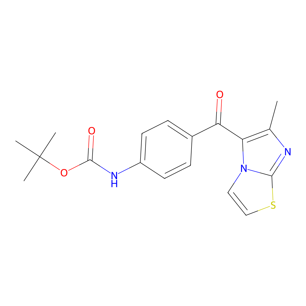 tert-butyl N-(4-{6-methylimidazo[2,1-b][1,3]thiazole-5-carbonyl}phenyl)carbamate molecular structure, CAS 2680662-65-9