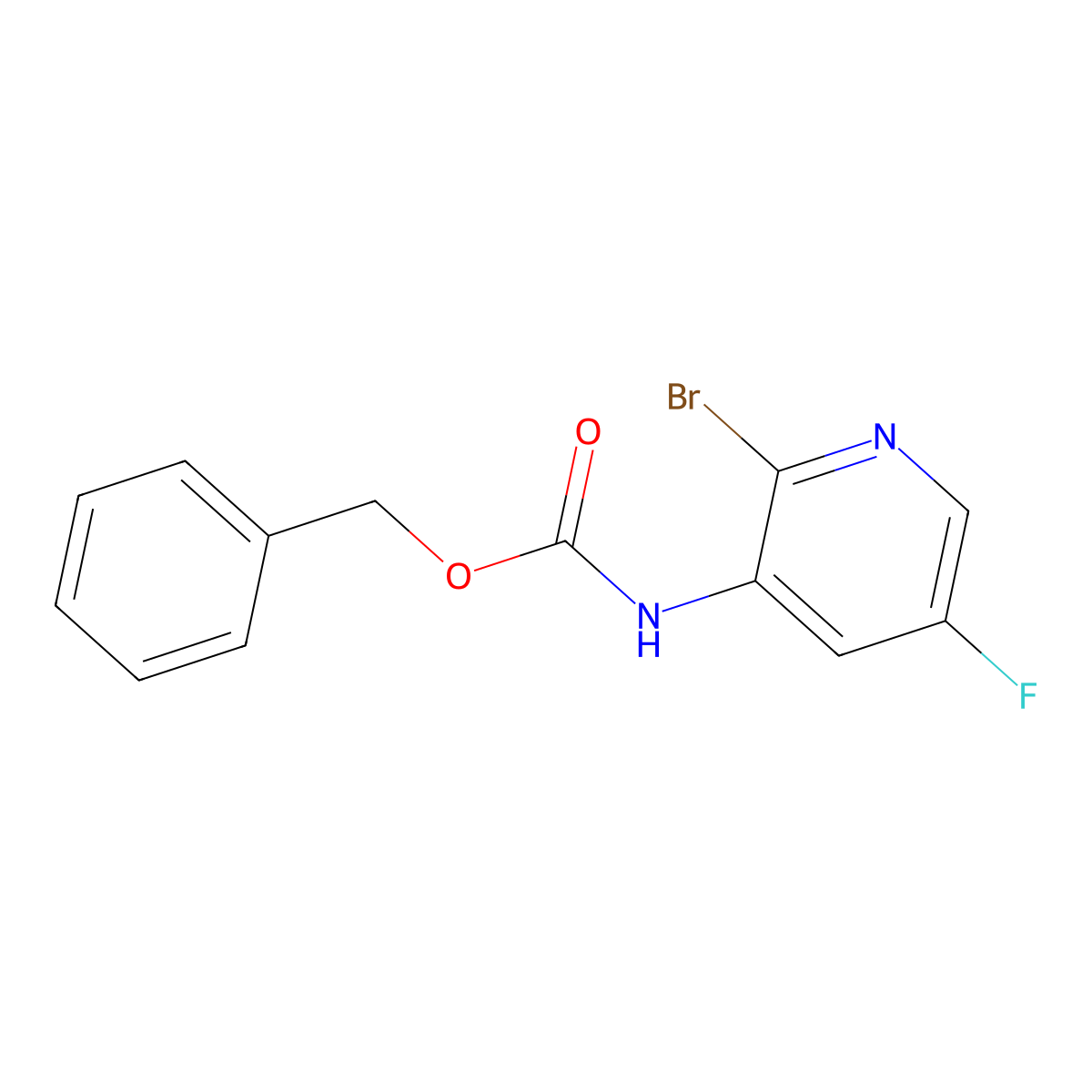 benzyl N-(2-bromo-5-fluoropyridin-3-yl)carbamate molecular structure, CAS 2680662-72-8
